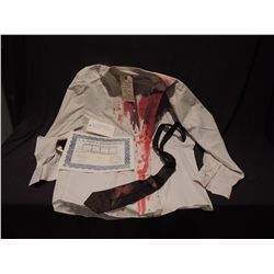 CONFESSIONS OF A DANGEROUS MIND SCREEN WORN BLOODY SHIRT & TIE EMILIO RIVERA