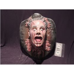 TORN OFF & SCREWED SEVERED HEAD ON PLAQUE UNIQUE OOAK WALL DISPLAY FROM UNKNOWN PRODUCTION