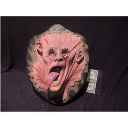 TORN OFF & SCREWED FACE SKIN ON PLAQUE UNIQUE OOAK WALL DISPLAY FROM UNKNOWN PRODUCTION