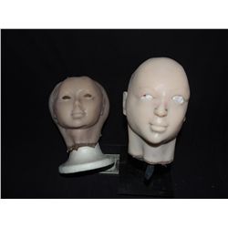 ANIMATRONIC PUPPET UNUSED SILICONE PAINTED HEAD SKINS LOT OF 2 LARGE DOLL SIZE UNKNOWN PRODUCTION