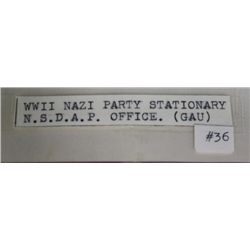 WW II Nazi Party Stationary "NSDAP"