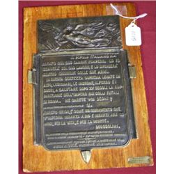 Propaganda Italian Mussolini WW II Bronze Placard