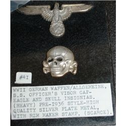 WW II Waffen SS Officer's Skull & Eagle Pre 1936