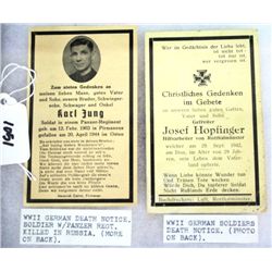 WW II Pair of German Death Notices