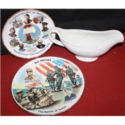 Quarter Master Gravy Boat, Souvenir Plates