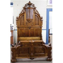 Walnut, Victorian High back bed 9' 7" tall