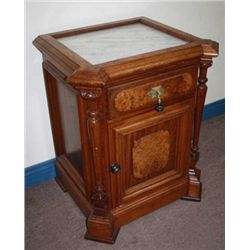 Walnut Victorian Marble Topped Half Commode