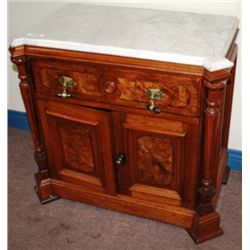 Walnut Victorian Marbletop Commode
