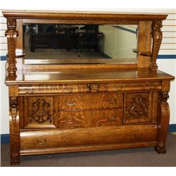 Oak Carved Griffon Sideboard