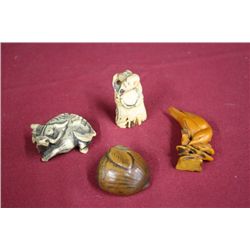 Group of 4 Japanese Carved Netsuke