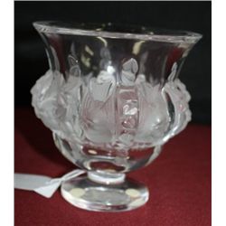 Lalique Art Glass Vase with Paper Label