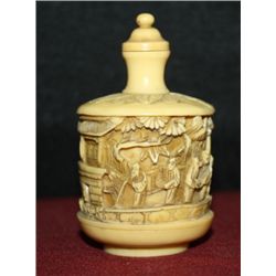 Oriental Bone/Ivory ? Carved Snuff Bottle