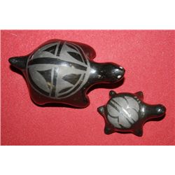 Pair of Black on Black Turtle Fetish/ Navaho
