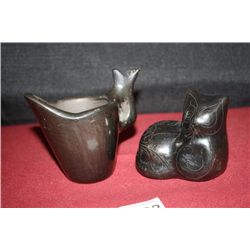 Black on Black Cat & Figural Pitcher,Ear Damaged