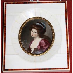 Miniature Painting on Ivory "Lady Hamilton" by N.
