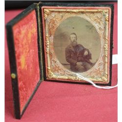 Early Tin Type Photo in Case (Subject Sitting Gent