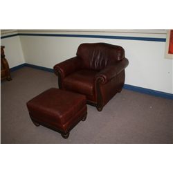 Leather Arm Chair and Ottoman
