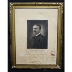 Signed Teddy Roosevelt Antique Engraved with Lette