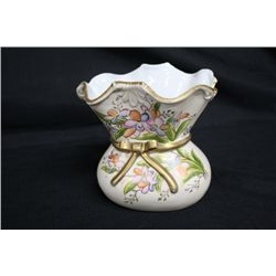 Vase with Floral and Ribbon Design
