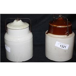 2 Stoneware Canning Jars