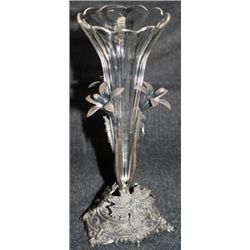Victorian Crystal and Silver Bud Vase