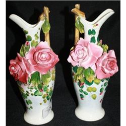 Pair of Ewers Hand Painted in Italy