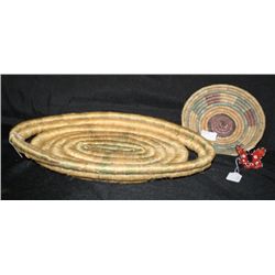 Group of 2 Indian Baskets and Beaded Butterfly