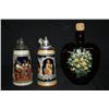 Image 1 : Heart Shaped Bottle & 2 Western Germany  Steins