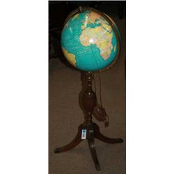 1930's lighted world globe on stand