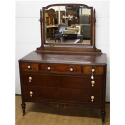 1930s Walnut Dresser with Mirror