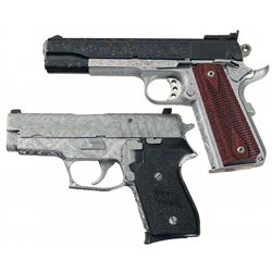 Two Engraved Semi-Automatic Pistols