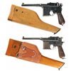 Image 1 : Two Broomhandle Semi-Automatic Pistols