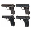 Image 1 : Four World War II European Semi-Automatic Pistols