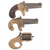 Image 1 : Collector's Lot of Three Brass Frame Antique Handguns