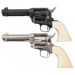 Two 4th Generation Colt Single Action Army Revolvers with Ivory Grips