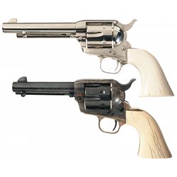 Two Colt Single Action Revolvers with Ivory Grips