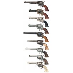 Six Single Action Revolvers and Three Toy Guns