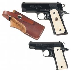 Two Colt Semi-Automatic Pistols with Ivory Grips