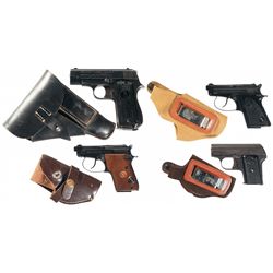 Four Compact Semi-Automatic Pistols with Holsters