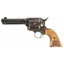 Antique Colt Single Action Army Revolver with Stag Grips