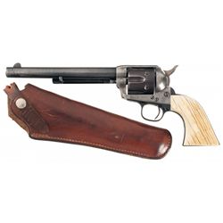 Antique U.S. Colt Single Action Army Cavalry Revolver with Ivory Grip and Leather Holster