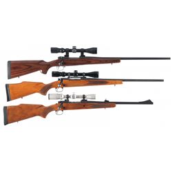 Three Scoped Winchester Bolt Action Rifles