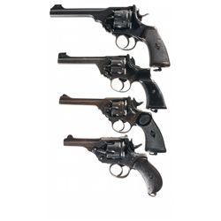 Four Webley Double Action Martial Revolvers