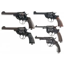 Five European Double Action Martial Revolvers