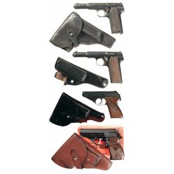 Four Semi-Automatic Pistols with Holsters