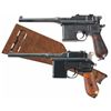Image 1 : Two Broomhandle Semi-Automatic Pistols