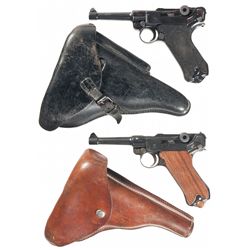 Two Luger Semi-Automatic Pistols with Holsters