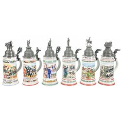 German Regimental Porcelain Steins