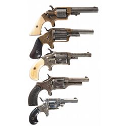 Five Antique Spur Trigger Revolvers