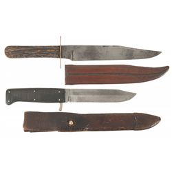 Two English Bowie Knives with Sheaths